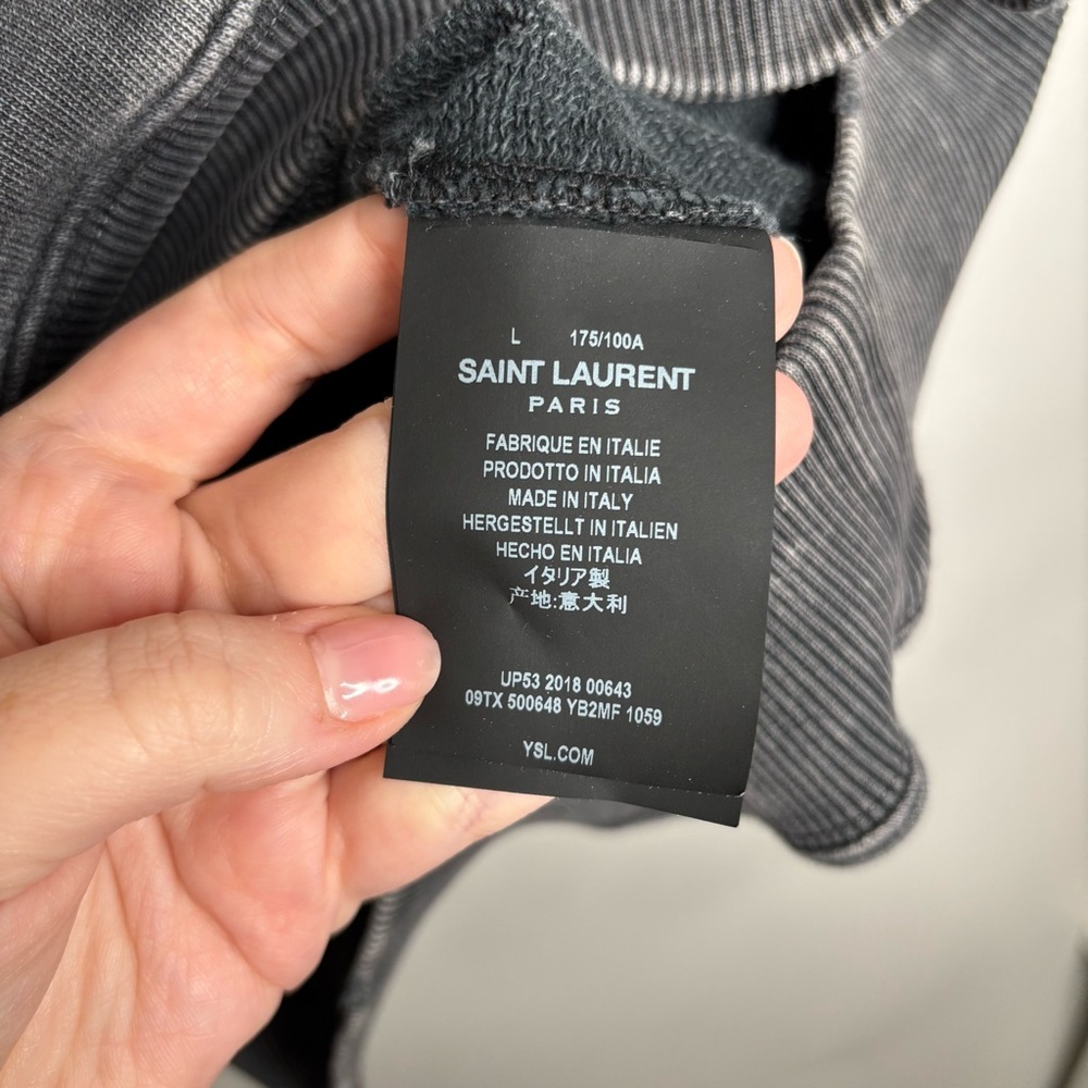 Saint Laurent YSL Distressed Logo Hoodie size Large - Picture 4 of 11